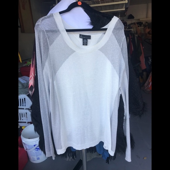 Lane Bryant Sweaters - Lane Bryant Split Back Metallic Sweater